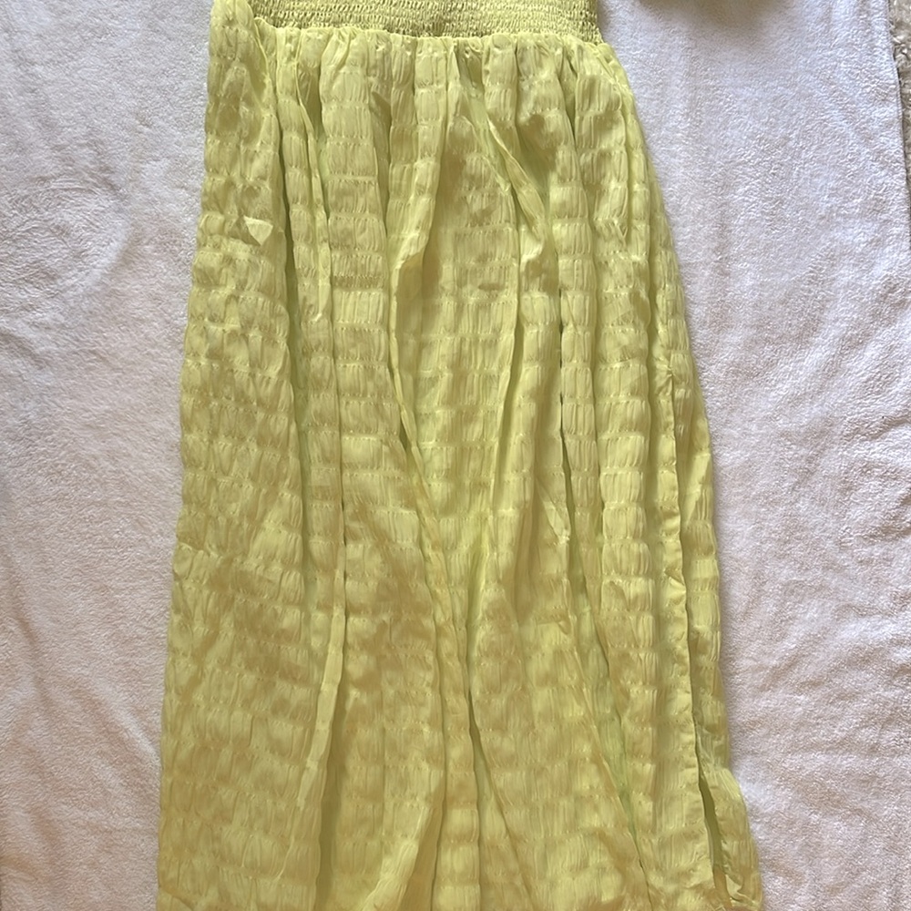 Forever 21 NWOT Top & Maxi Skirt w/slits on side Lime Green Size L - Picture 4 of 11